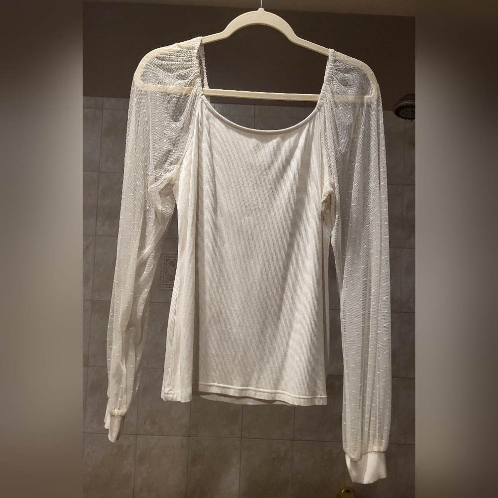 Sheer dot sleeve top
